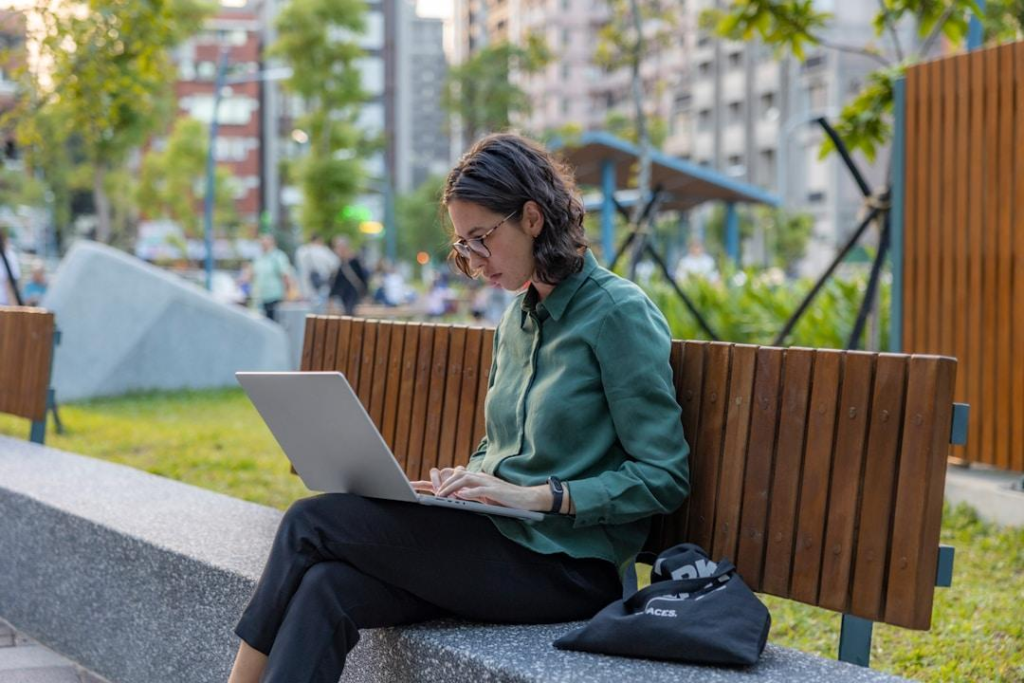 A female professional developing consistent brand messaging through a multi-channel marketing strategy