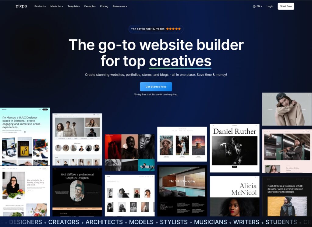 pixpa homepage