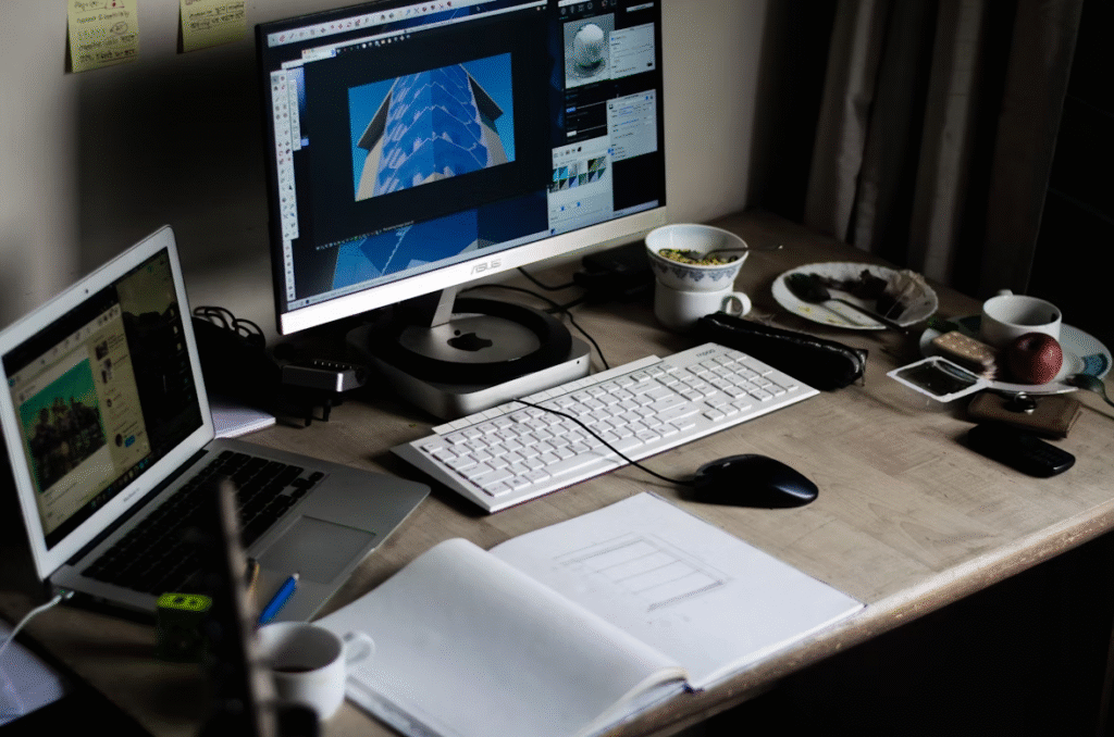 computer on table