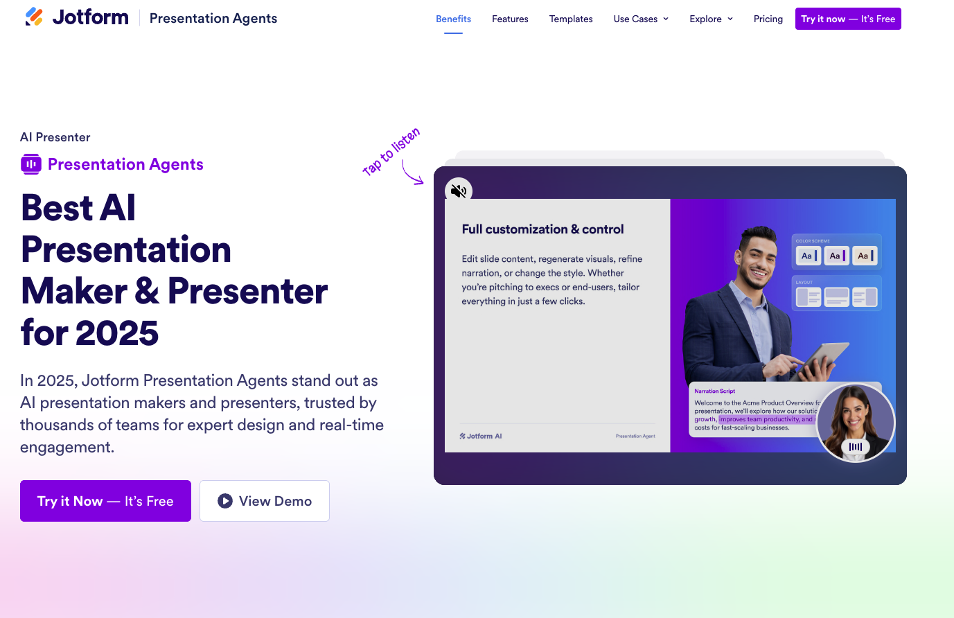 Jotform Presentation Agents