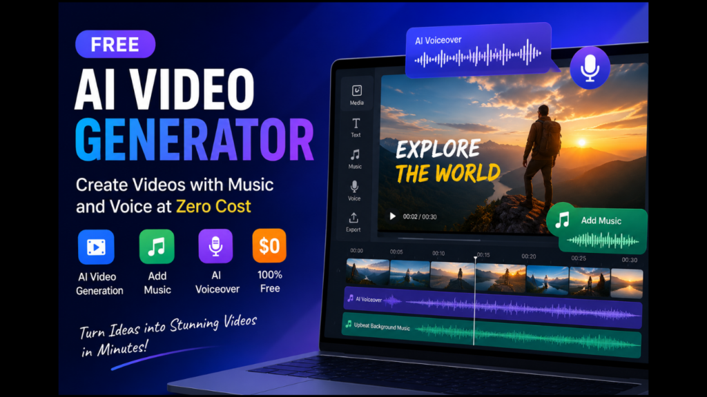 Free AI Video Generator Create Videos With Music and Voice at Zero Cost