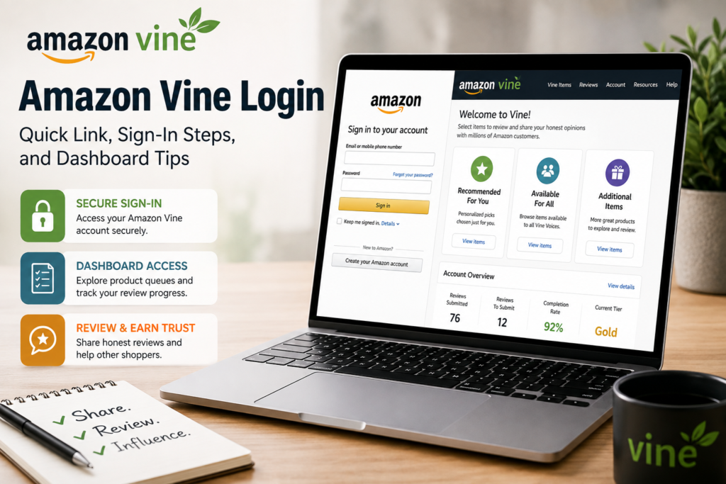 Amazon Vine Login Dashboard Guide